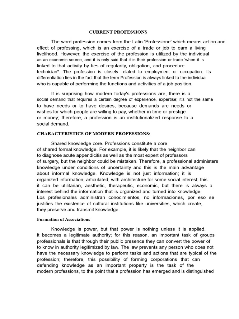 Understanding Modern Professions | PDF | Free Will | Knowledge