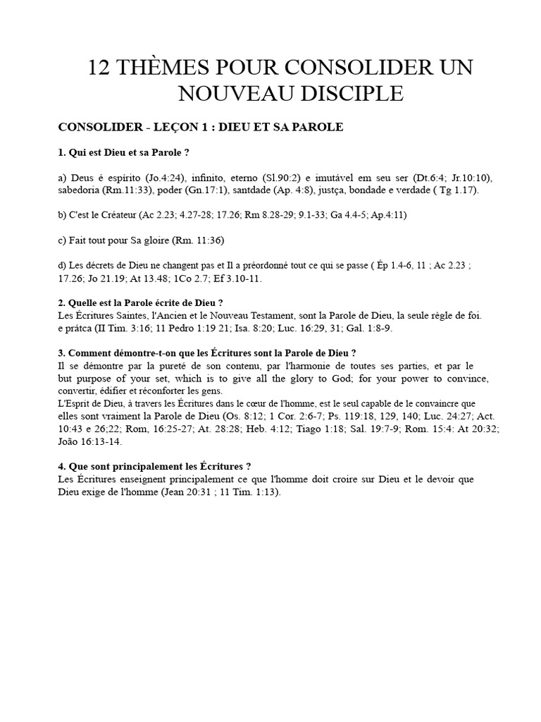 Thèmes pour Consolider un Nouveau Disciple | PDF | Baptisme | Cène