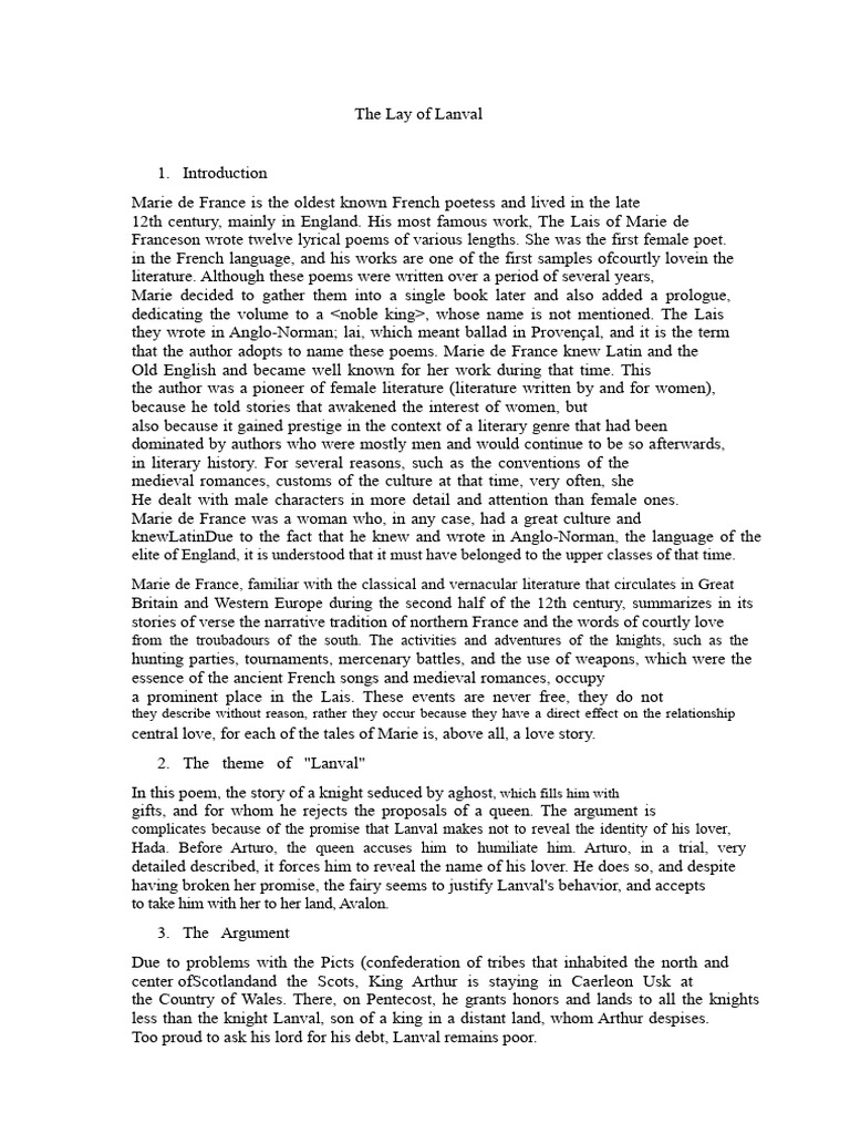 The Lay of the Knight Lanval | PDF
