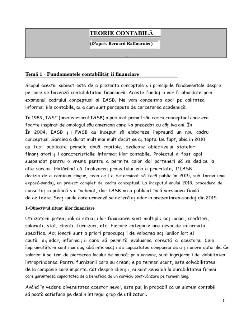 Teoria Contabilă - 2 - 1A - Fondamentele Contabilității Financiare - B ...