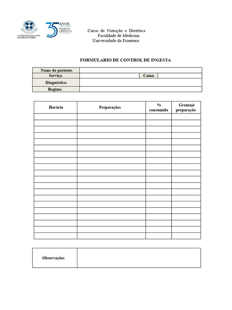 Controle de Ingesta em Nutrição | PDF