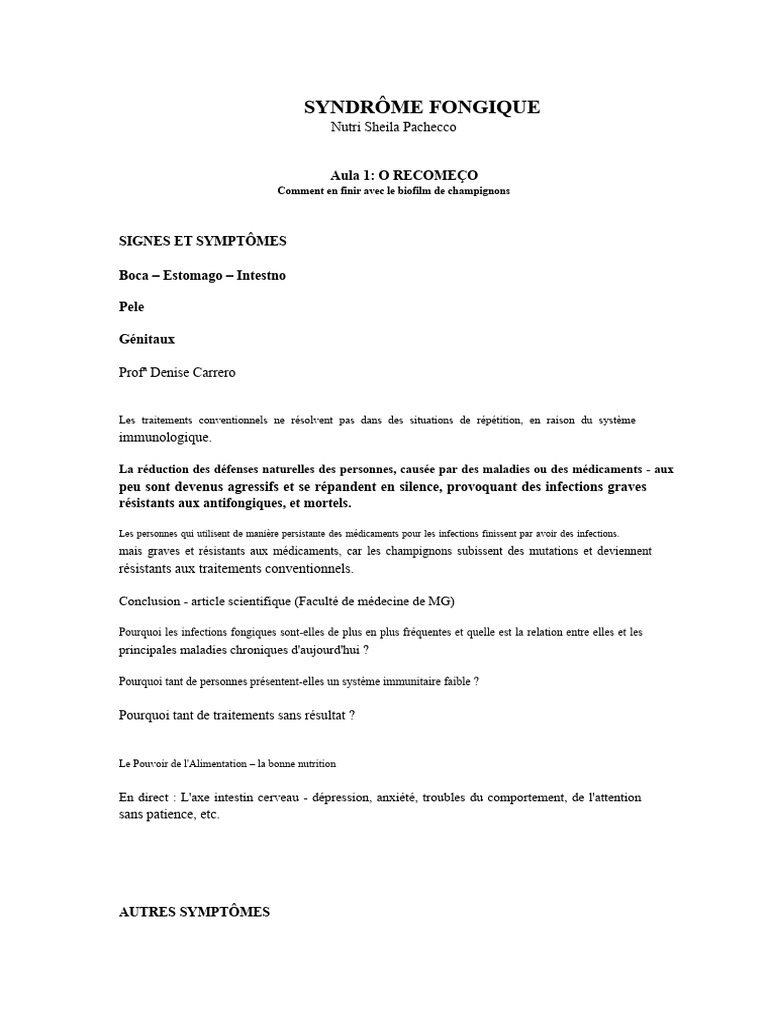 Comprendre le syndrome fongique et ses traitements | PDF | Champignons ...