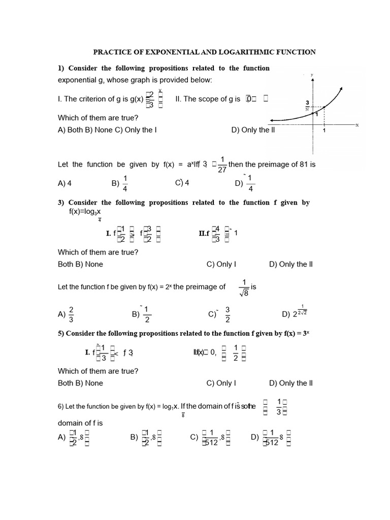 Practice of Exponential and Logarithmic Function | PDF | Function ...