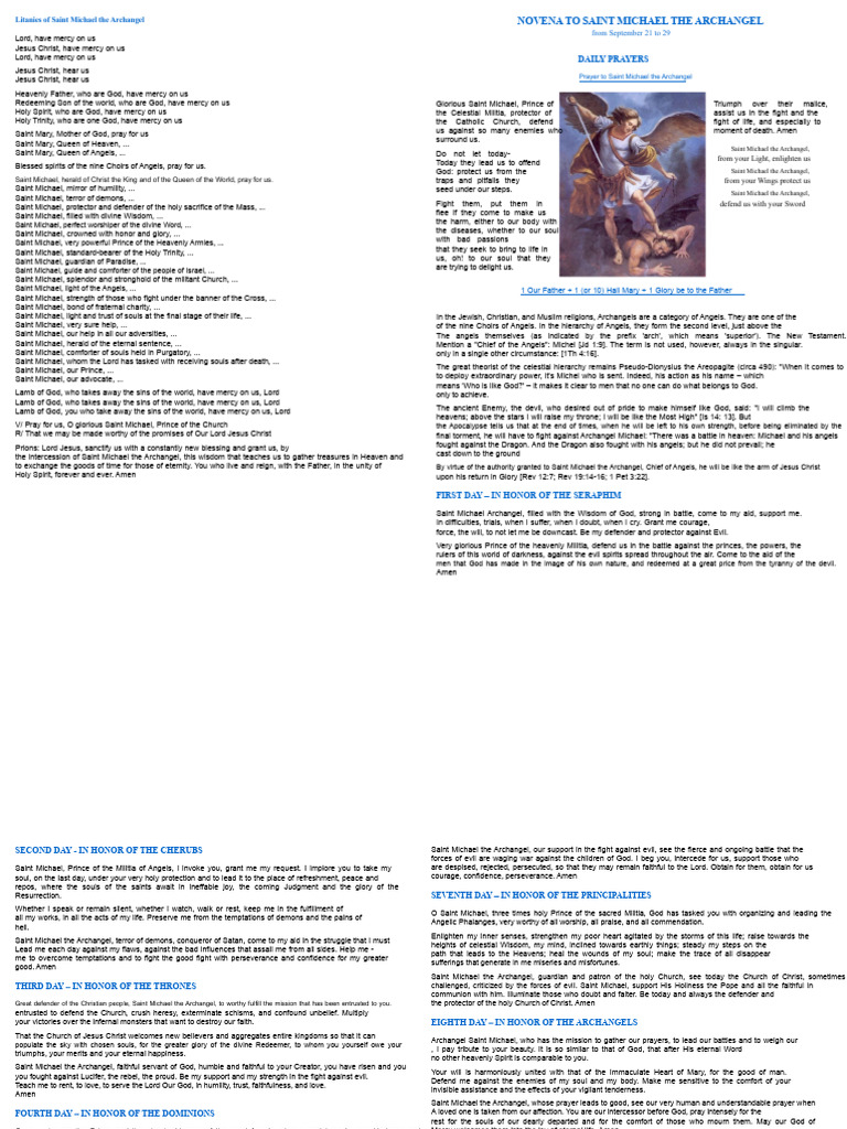 Novena Prayers to Saint Michael | PDF | Michael (Archangel) | Angel