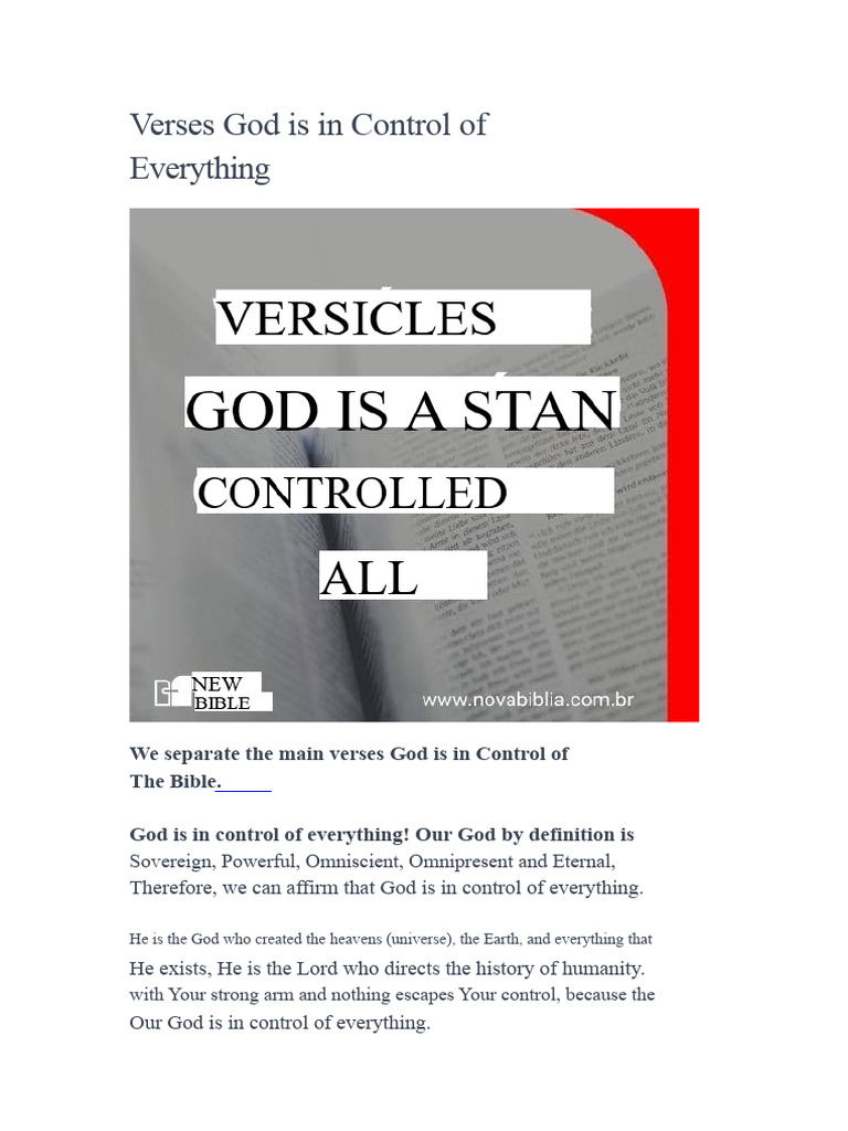 Verses God is in Control of Everything | PDF | Glory (Religion ...