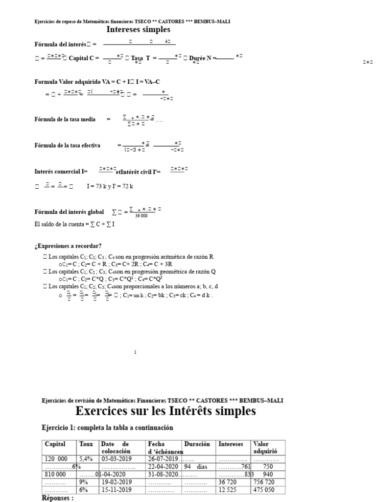 Ejercicios de Matemáticas Financieras | PDF | Matemáticas | Finanzas ...