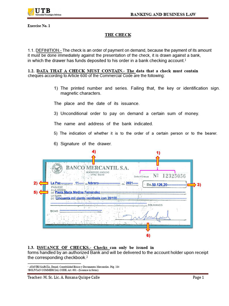 Understanding Checks in Banking Law | PDF | Cheque | Money