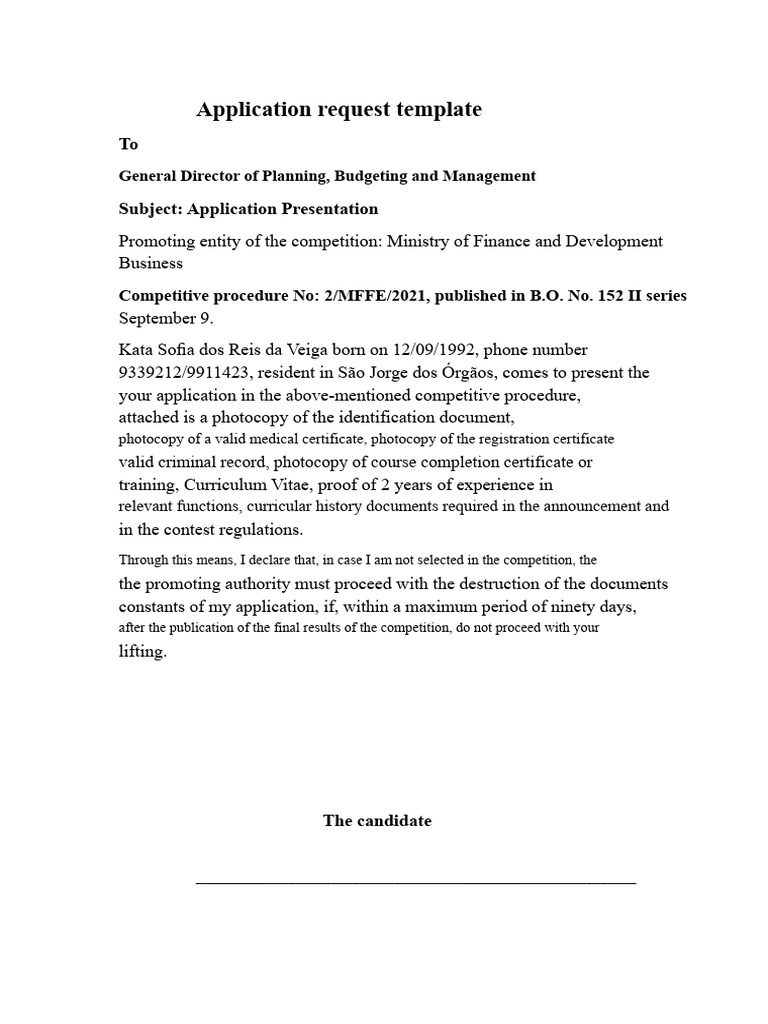 Application Request Model | PDF