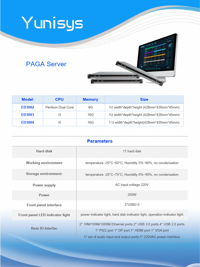 PAGA Server Specifications and Features | PDF | Usb | Computer Hardware