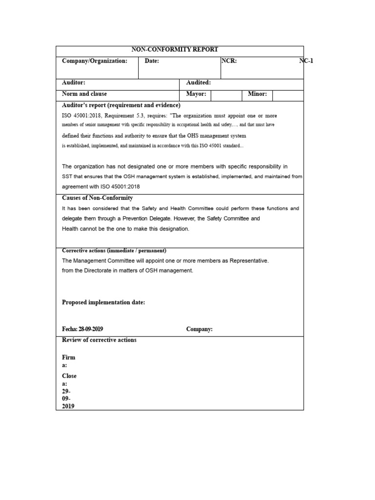 non-conformity register | PDF