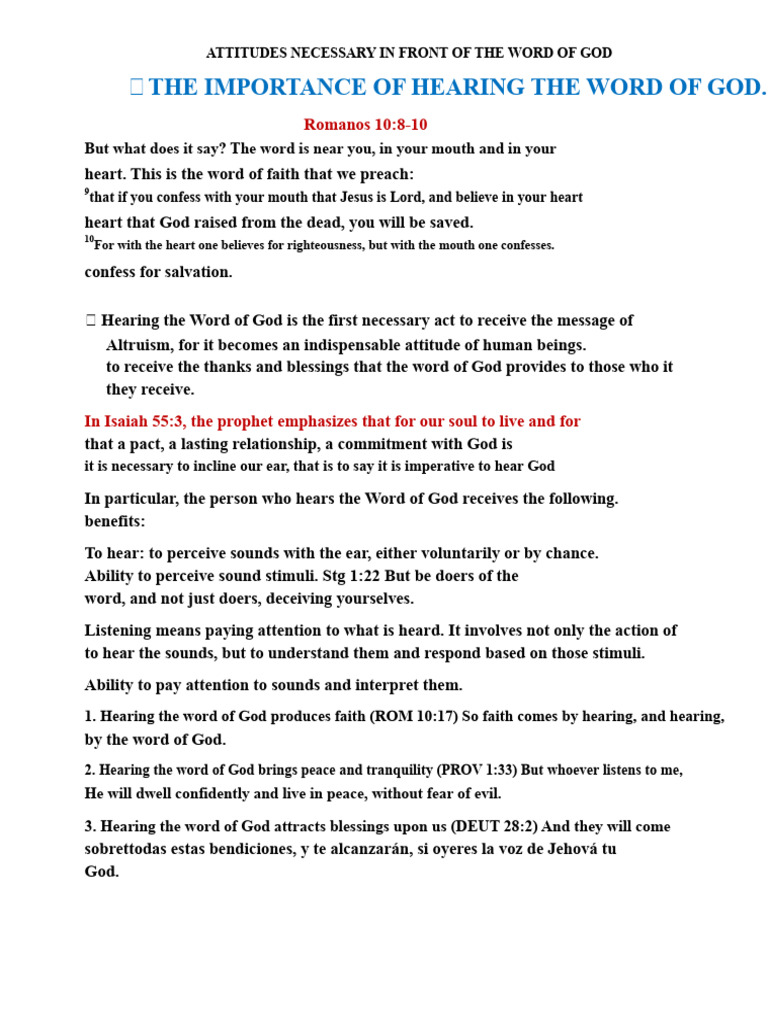 ATTITUDES NECESSARY TOWARDS THE WORD OF GOD | PDF | Logos (Christianity ...