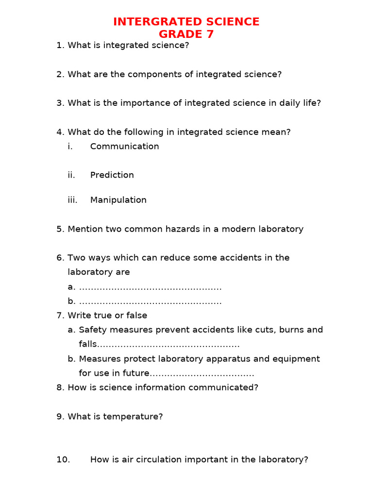 Grade 7 Integrated Science Overview | PDF