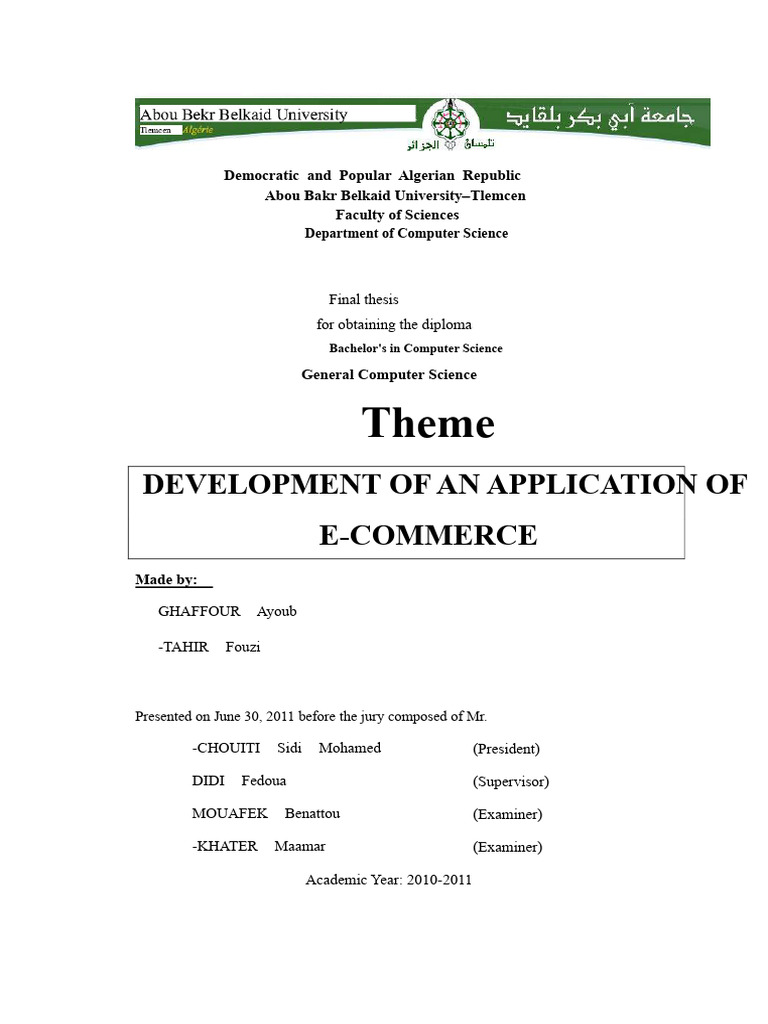 E-Commerce Application Development Thesis | PDF | World Wide Web ...