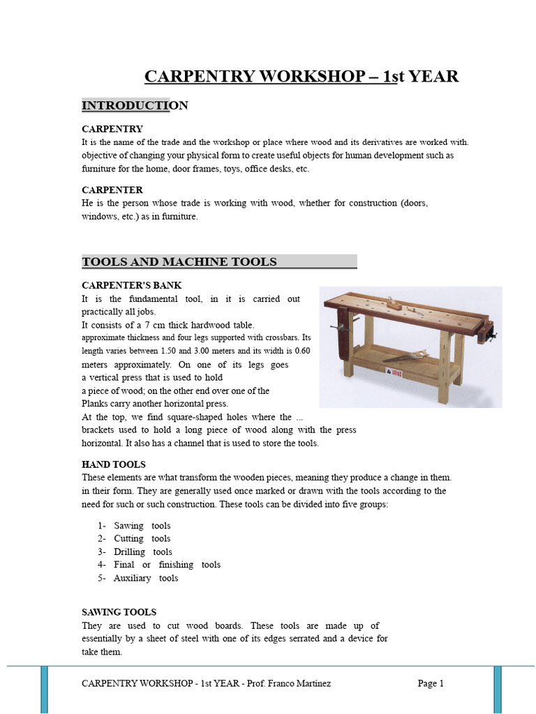 1- WOODWORKING WORKSHOP - Theoretical notes | PDF | Plywood | Belt ...