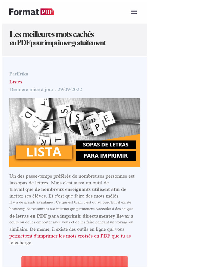 Mots cachés PDF à imprimer gratuitement | PDF