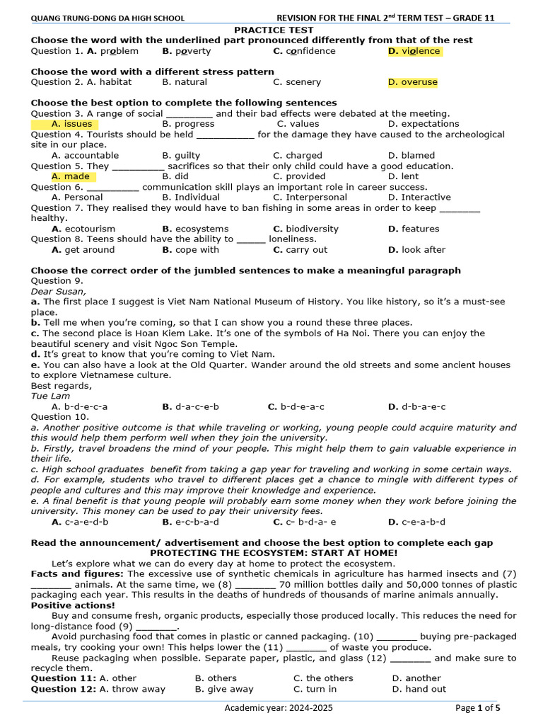 Grade 11 Final Test Revision Guide | PDF | Intelligence | Leadership