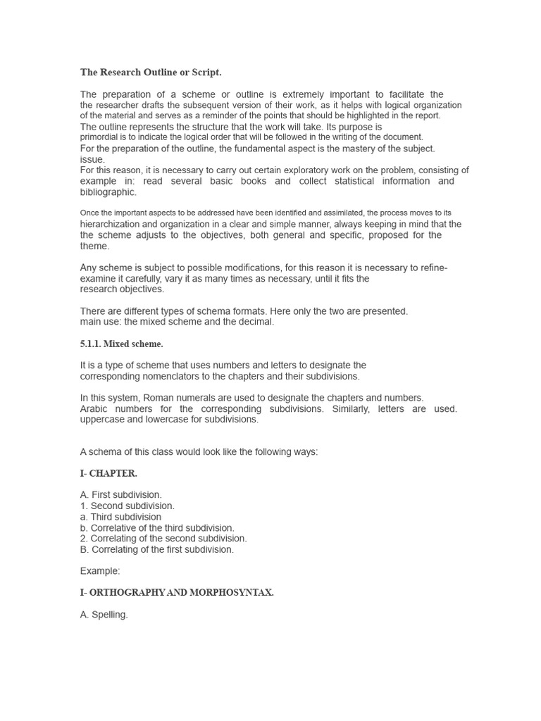 The Research Outline or Script | PDF | Bibliography | Methodology
