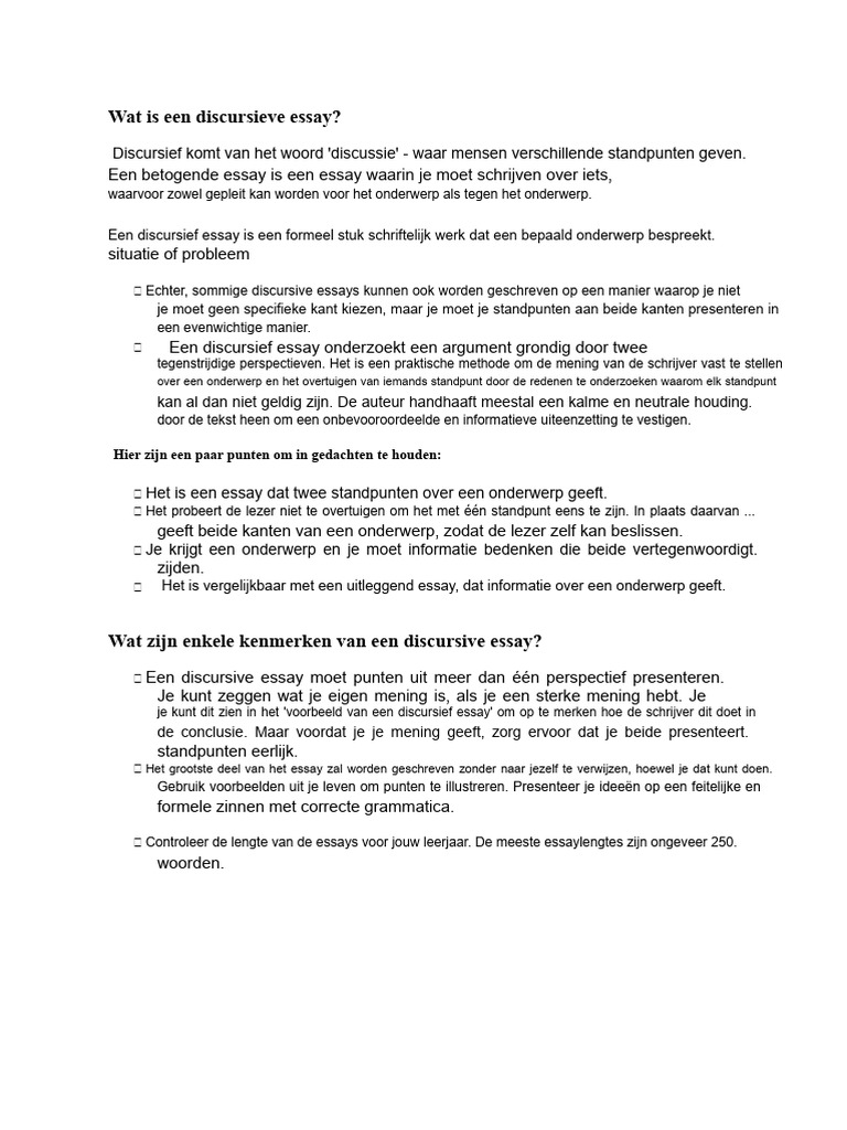 Wat is een discursive essay? | PDF
