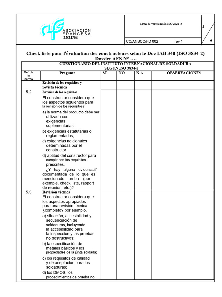 Checklist ISO 3834-2 para Constructores | PDF | Soldadura | Construcción