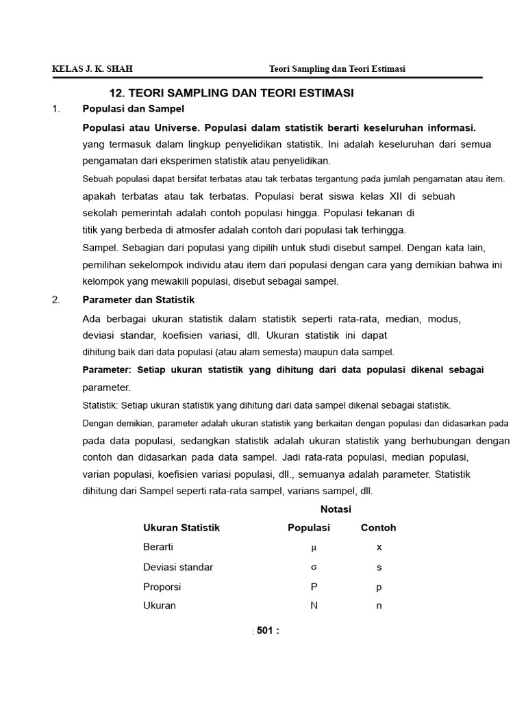 Teori Sampling dan Estimasi Statistik | PDF