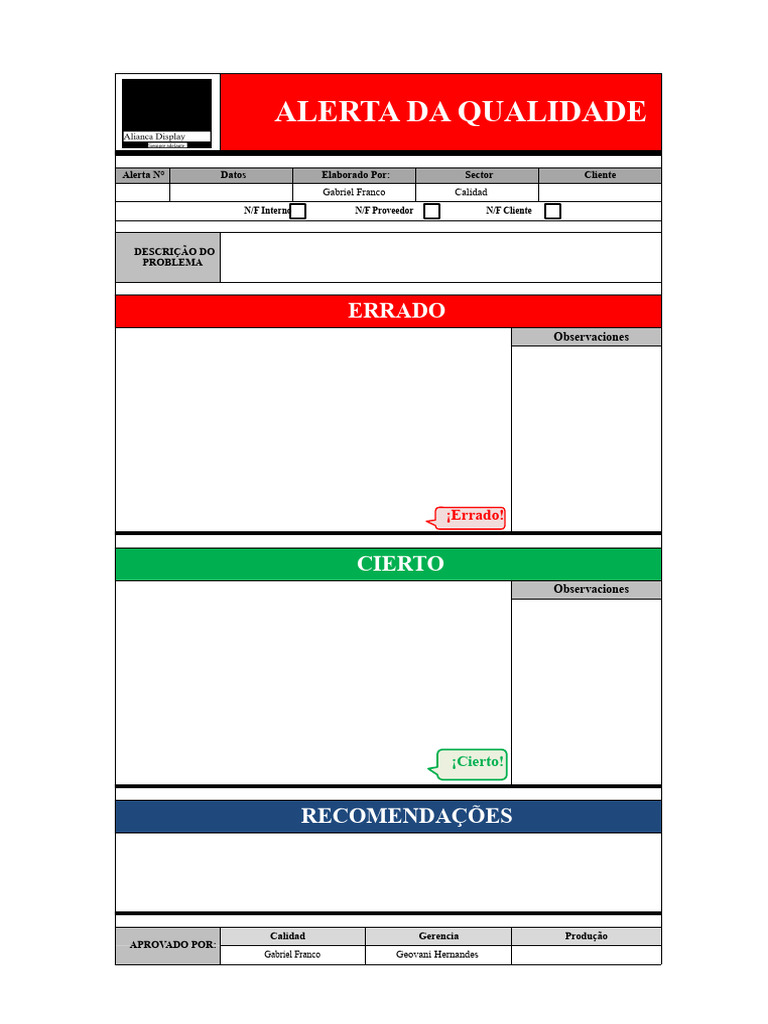 Alerta de Calidad | PDF