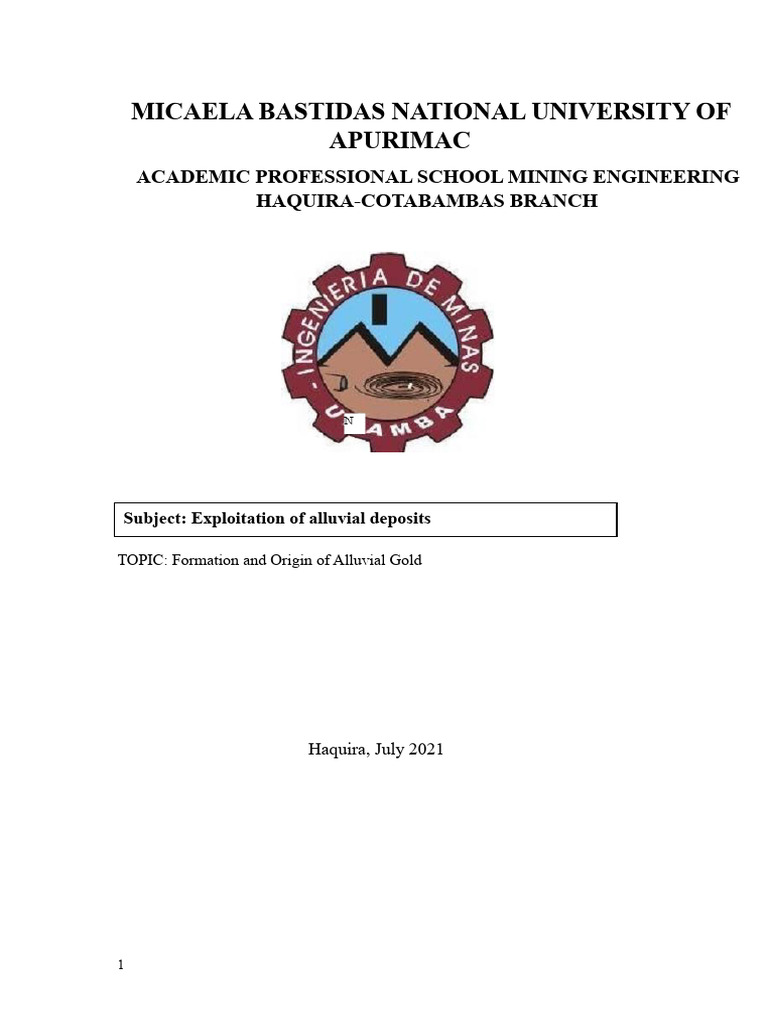 Formation and Origin of Alluvial Gold | PDF | Gold | Deposition (Geology)
