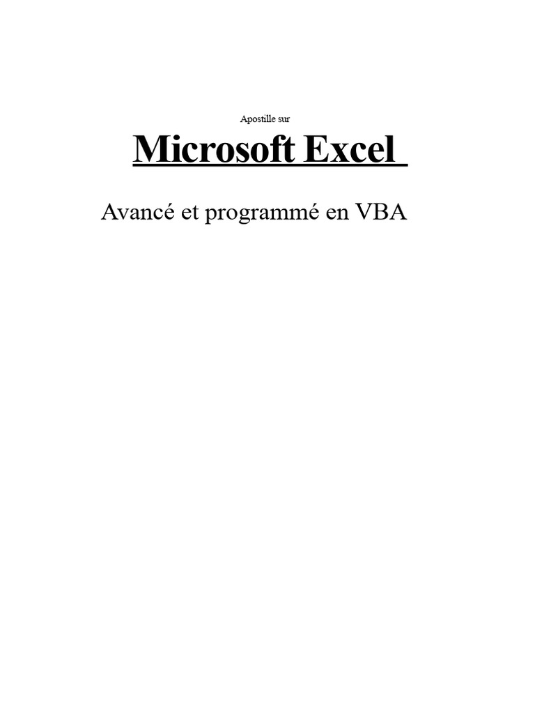 Excel Avancé et VBA : Guide Pratique | PDF | Microsoft Excel | Visual ...