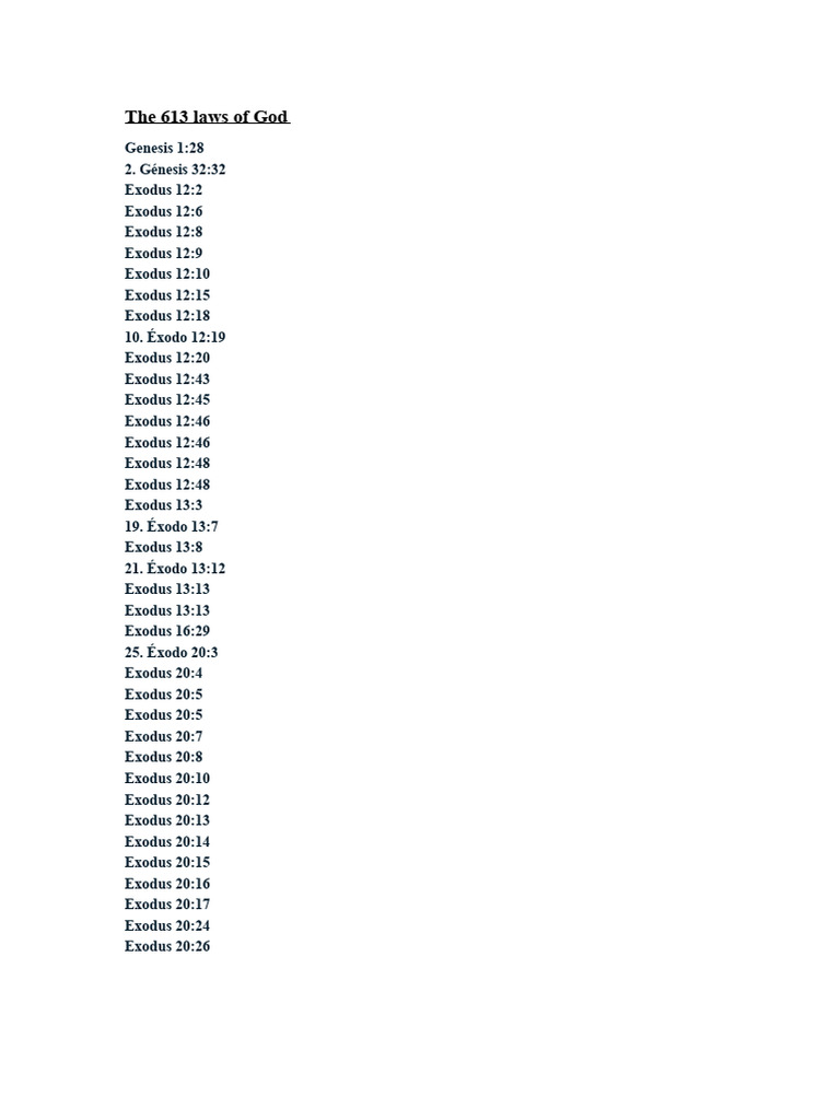 The 613 laws of God | PDF | Book Of Exodus | Book Of Genesis