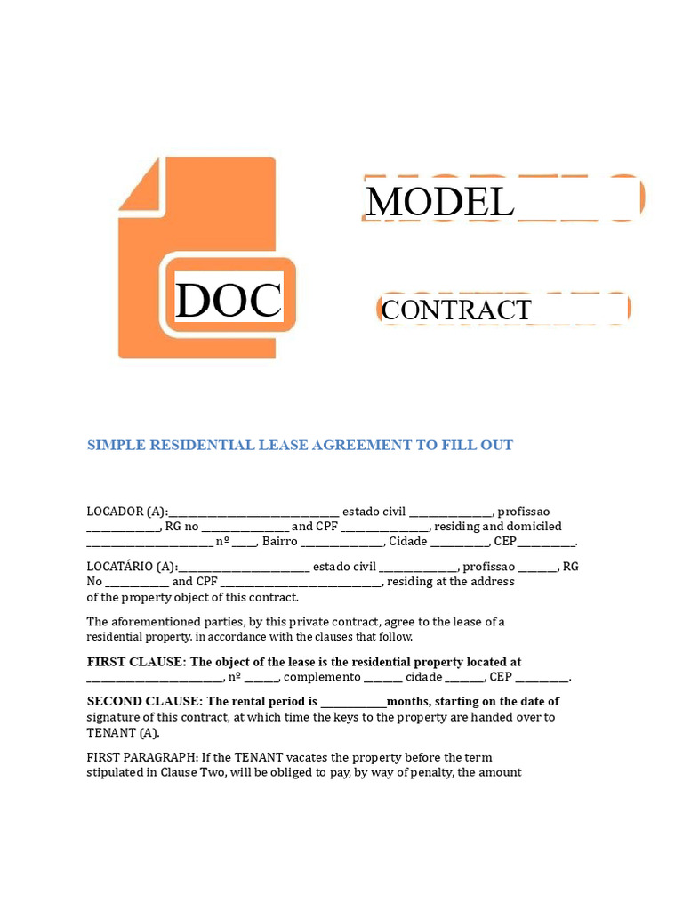 Simple Residential Lease Agreement Form | PDF | Lease | Leasehold Estate