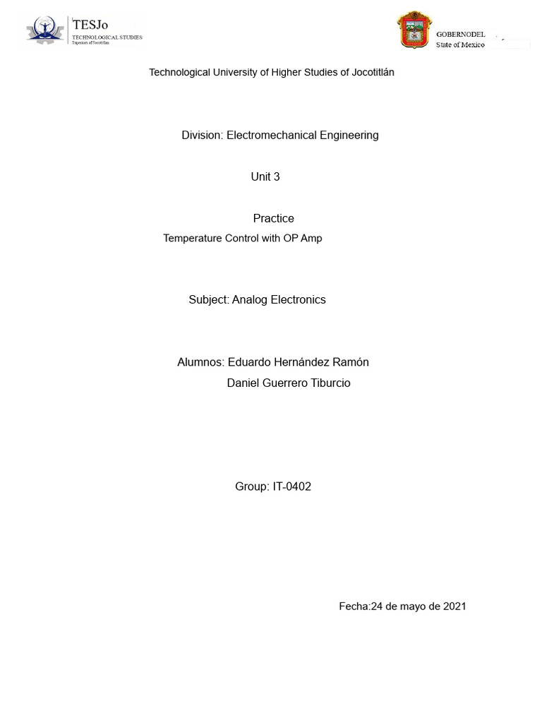 Temperature Control Circuit with OP Amp | PDF | Amplifier | Operational ...