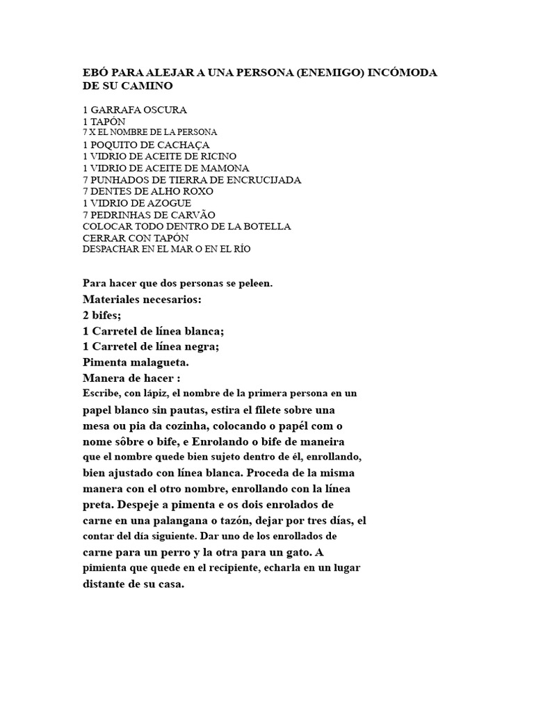 Ritual de Ebo para Alejar Enemigos | PDF