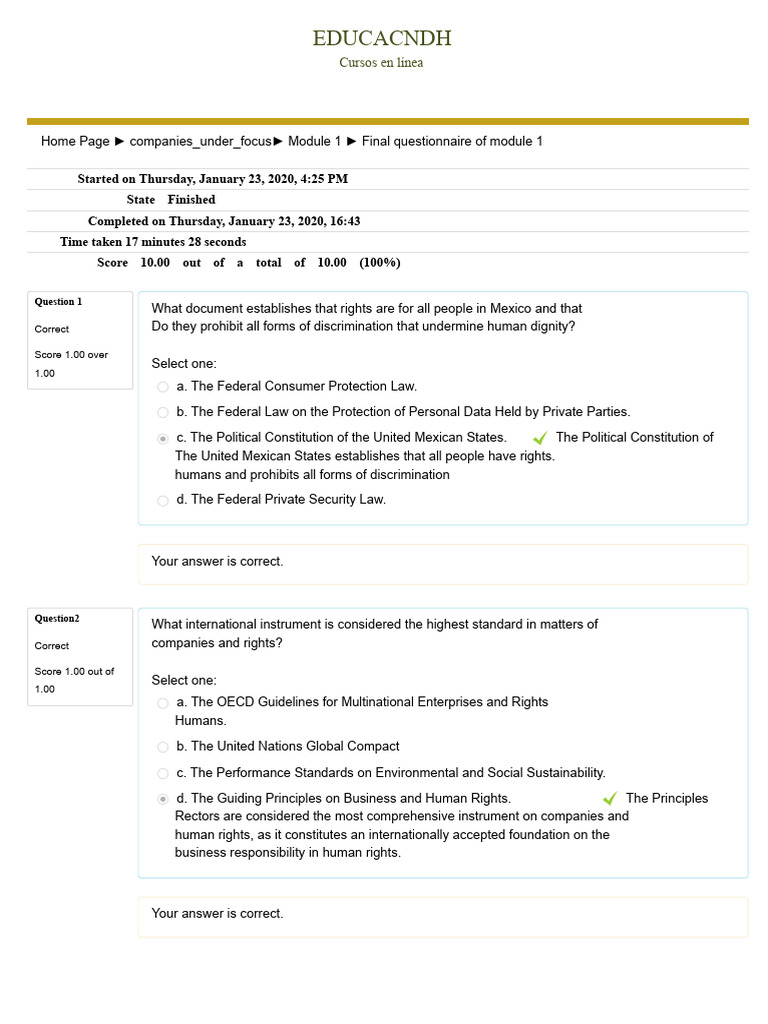 Final Questionnaire of Module 1.1 | PDF | Justice | Crime & Violence