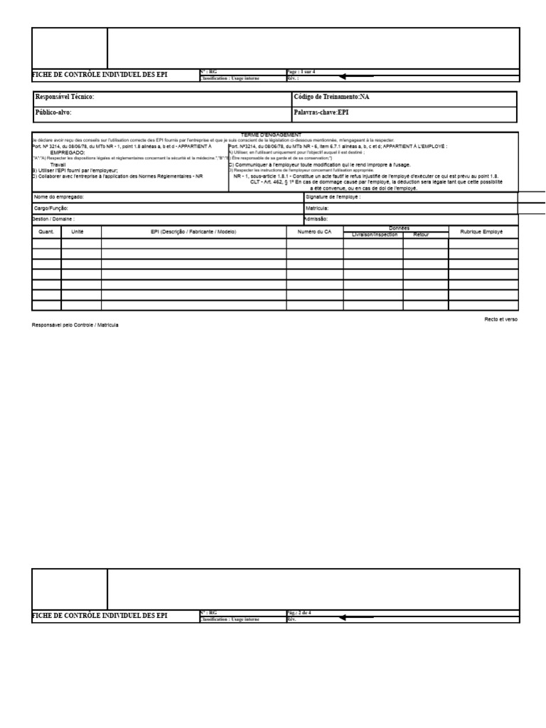 Modèle de Fiche Epi | PDF