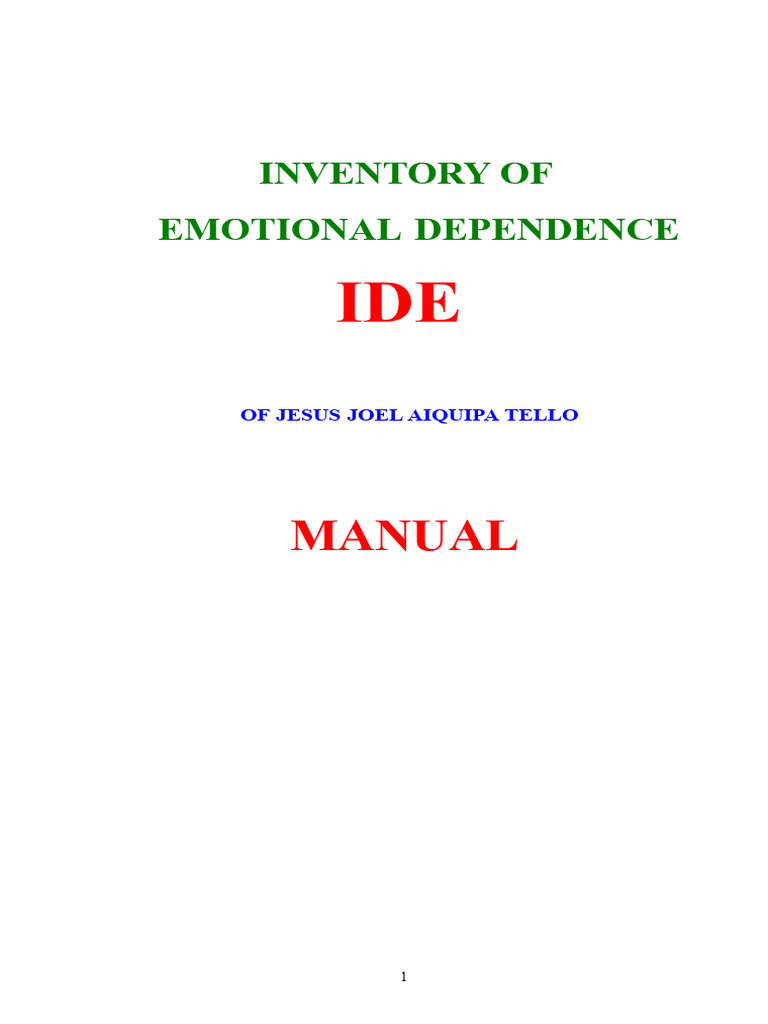 Emotional Dependency Inventory Overview | PDF | Validity (Statistics ...
