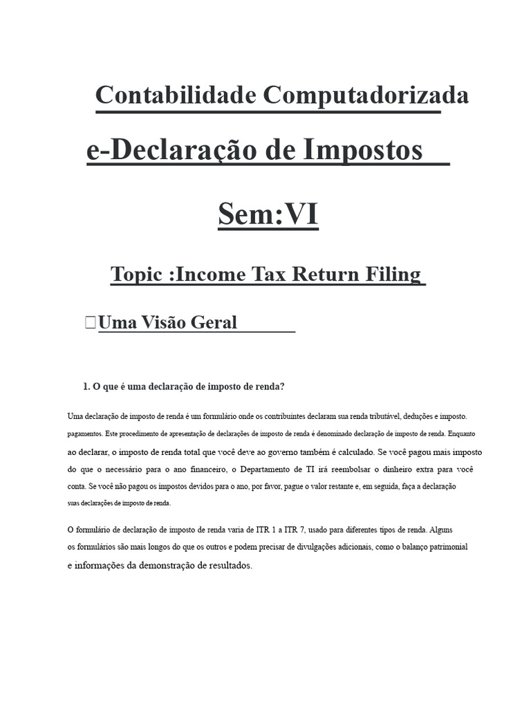Guia Completo para Declaração de Imposto | PDF | Impostos | Imposto de ...