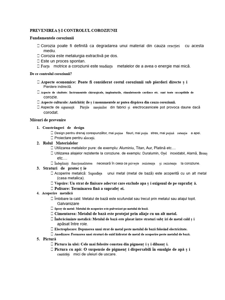 Prevenirea Și Controlul Coroziunii | PDF