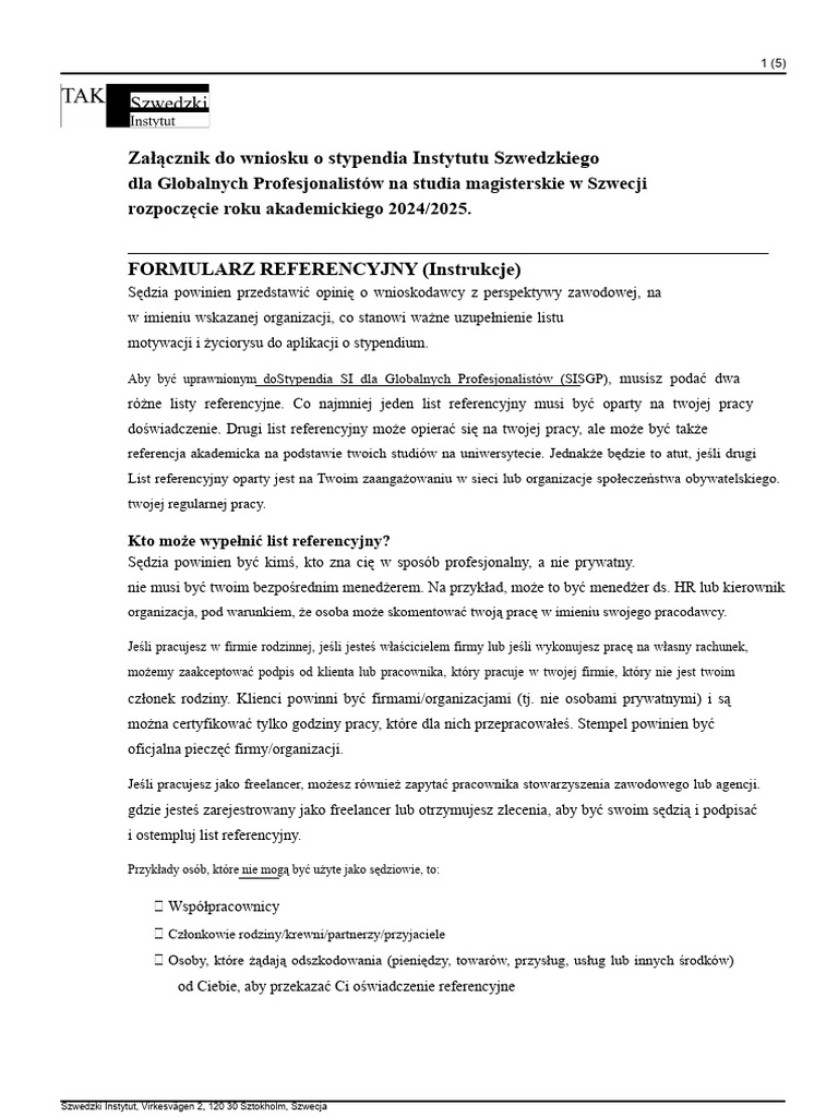 2.list Referencyjny Formularz Sisgp 2024 - 2025 | PDF