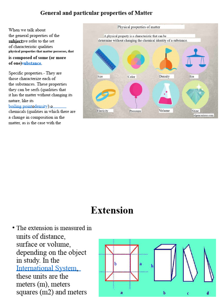 General and particular properties of Matter | PDF | Mass | Weight