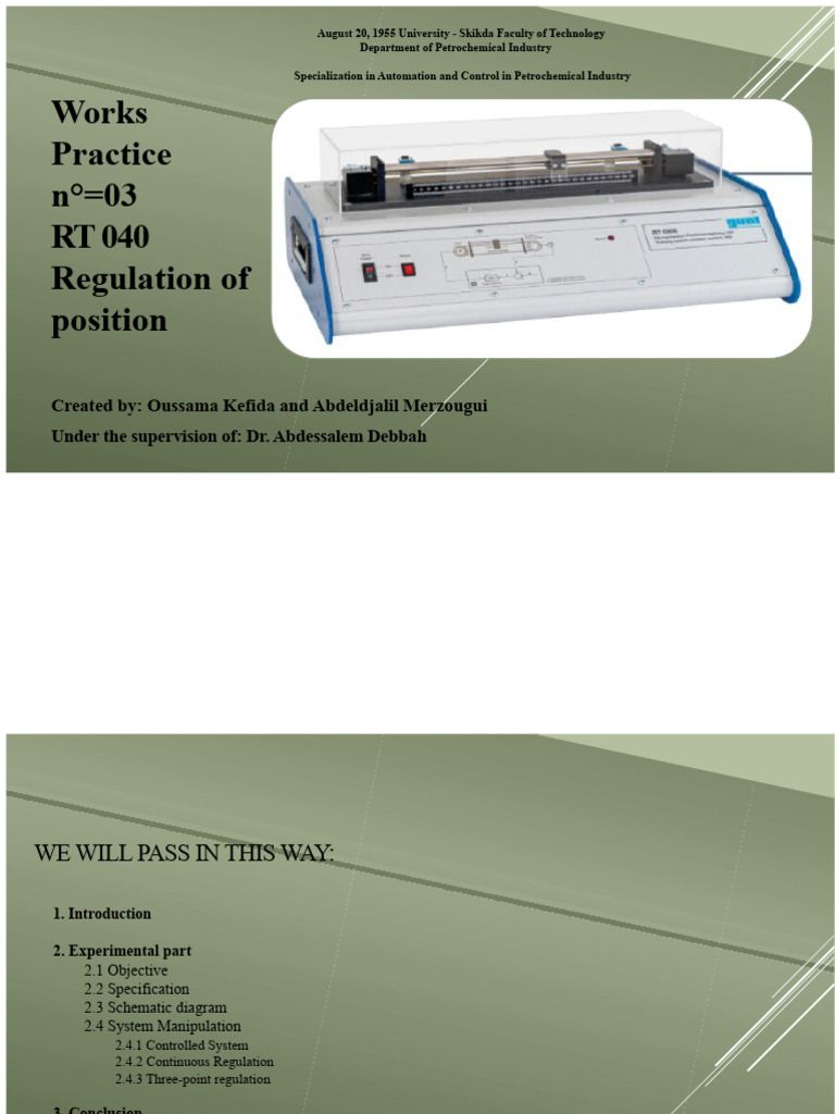 TP n03 060 Position Regulation | PDF | Switch | Electrical Engineering