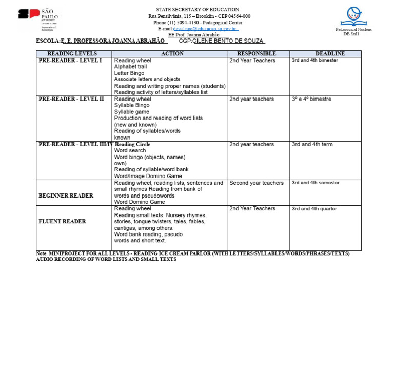 Action Plan Fluency Model | PDF | Human Communication | Writing