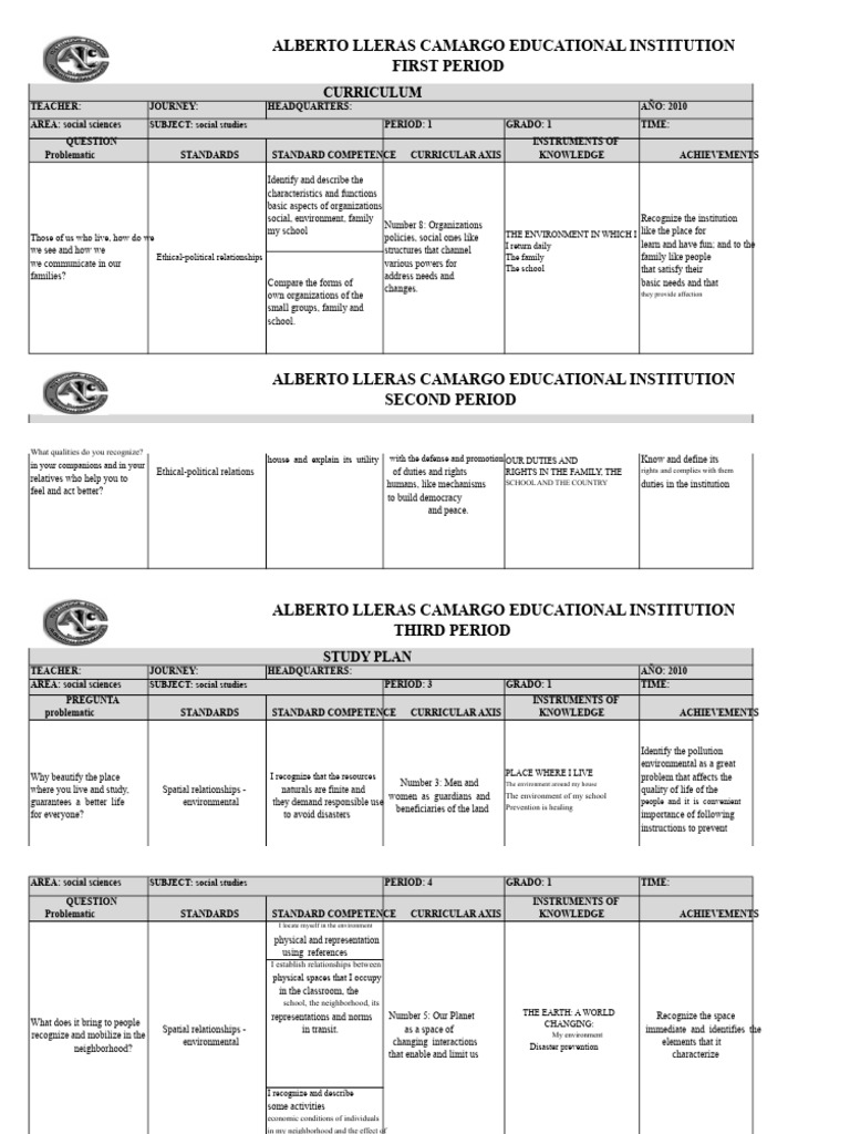 Social Studies Curriculum Overview 2010 | PDF | Curriculum | Colombia