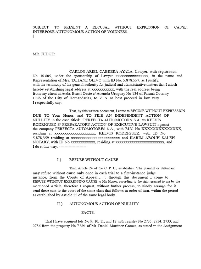 Recusal and Nullity Action in Court Case | PDF | Judgment (Law) | Lawsuit