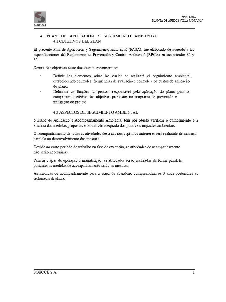 Plano de Aplicação e Acompanhamento Ambiental | PDF | Ambiente natural ...