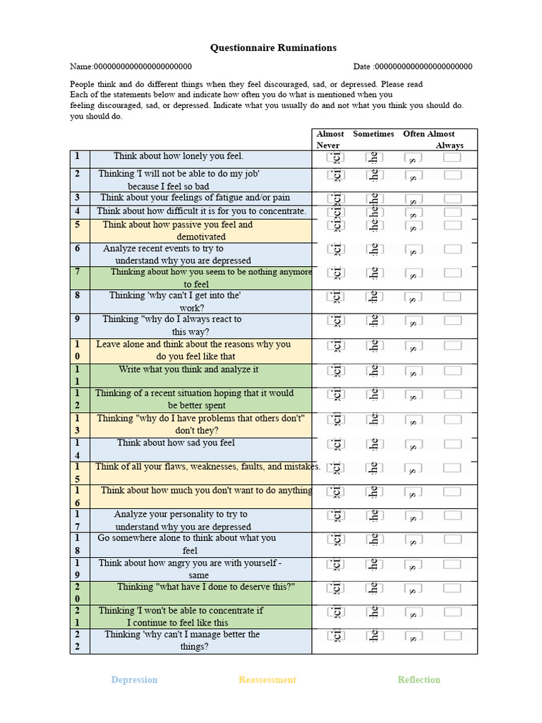 RRS questionnaire | PDF