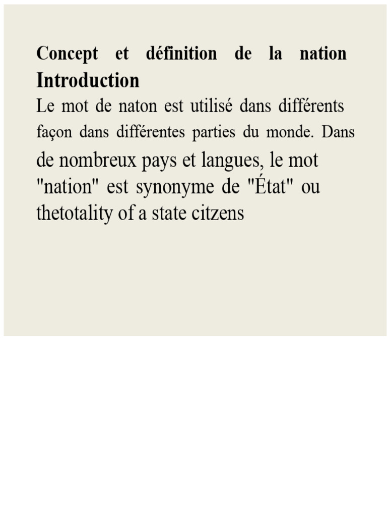 Définition et caractéristiques de la nation | PDF | Nation | État