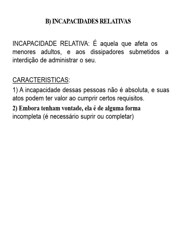 INCAPACIDADES RELATIVAS | PDF | Sentença (jurídico) | Sanções (jurídico)