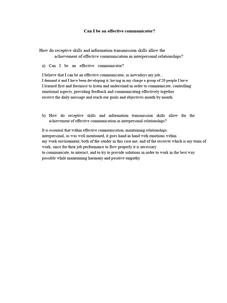 I Can Be An Effective Communicator | PDF