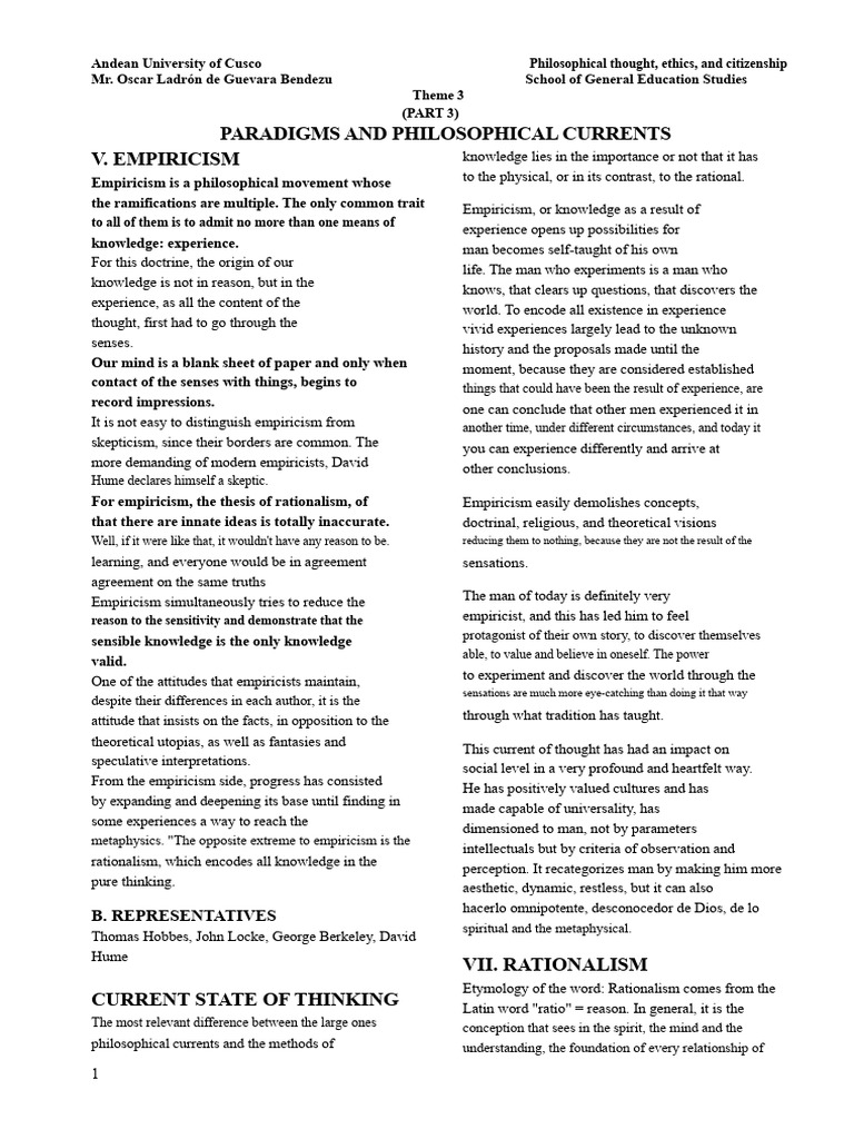 Empiricism and Rationalism Explained | PDF | Rationalism | Empiricism