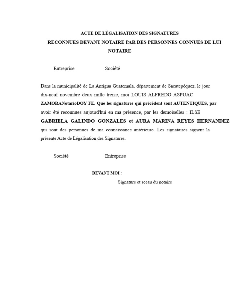 Légalisation de Signatures Notariées | PDF