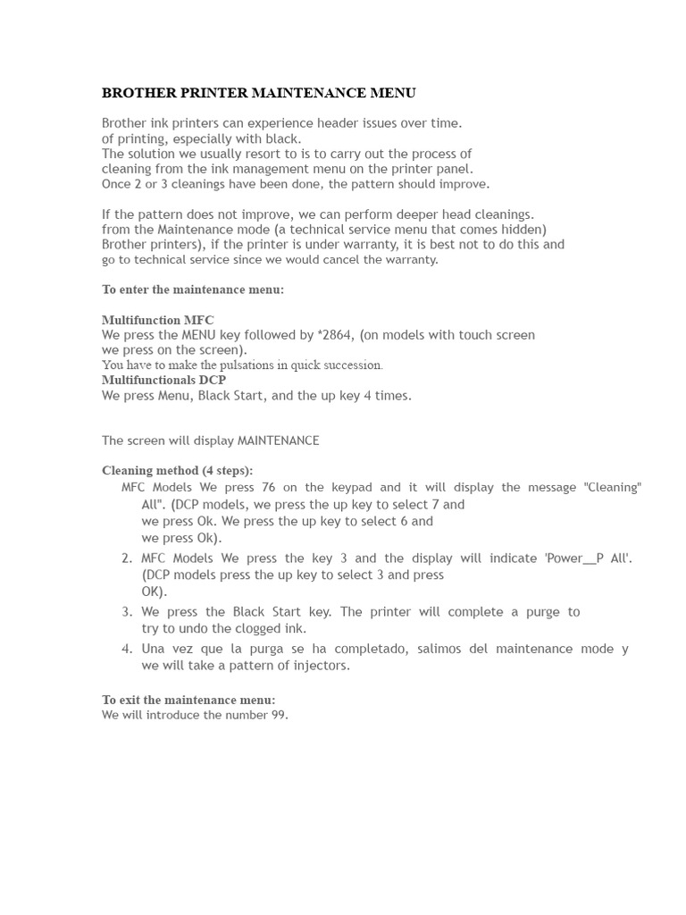Brother Printer Maintenance Guide | PDF | Printer (Computing) | Computing